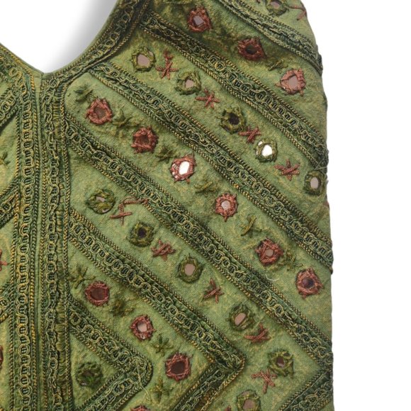 Sold-Artisan embroidered mirror embellished boho hippie crossbody bag - Picture 4 of 4